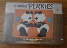 Caron Perkies Pandas Latch Hook Rug Kit Flowers Panda Bear Acrylic 27" x 20" USA