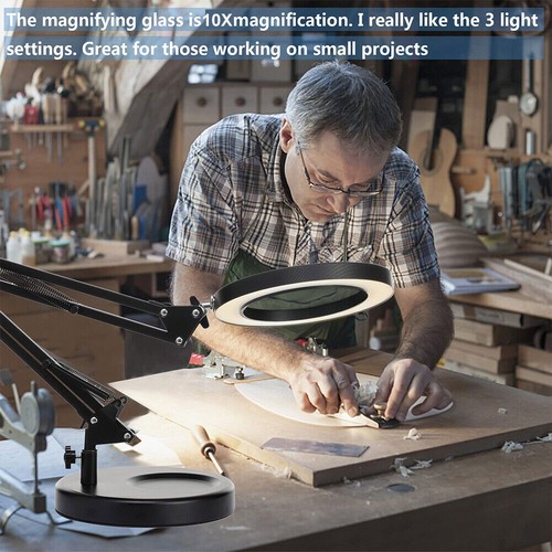10X Magnifying Glass Desk Light Magnifier LED Lamp Reading Lamp With Base& Clamp - Picture 11 of 23