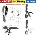 Folding Multifunction Knife Fork Spoon Cutlery Portable Travel Camping Tableware