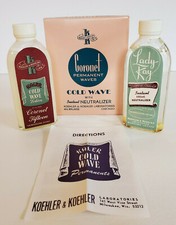 Vtg 1950s CORONET COLD WAVE PERM KIT Pink Box KOEHLER LADY KAY Movie Set Display