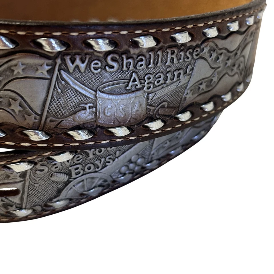 Nuevo de Lote Antiguo Brazos Joe TOOLED Cinturón de Vaquero con Cordones CSA We Shall RISE Again GUARDA TU BANDERA Foto 4 de 4