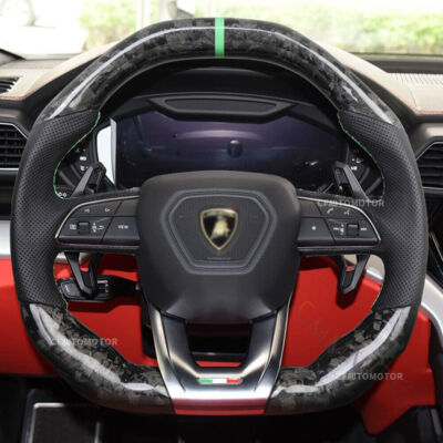 For 2018-21 Lamborghini Urus Forged Carbon Fiber Sport Leather Steering Wheel
