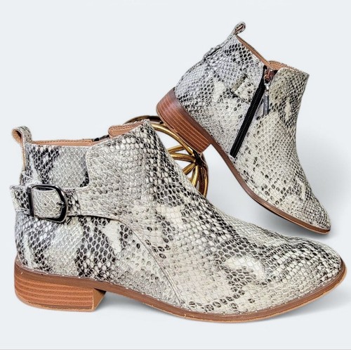 Steven Chavi Leather Snakeskin Ankle Boots Booties Size 8 snake print casual - Picture 16 of 16