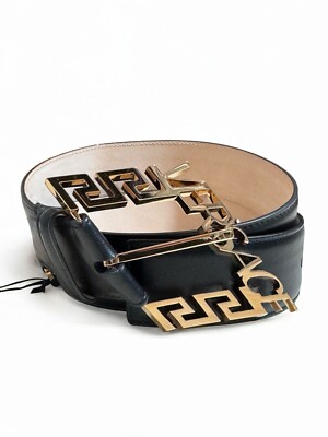 Versace Greek Pattern Gold Metal Buckle Belt New Never Used 