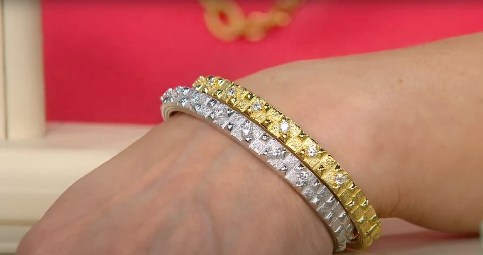 Brazalete JUDITH RIPKA 14K revestido gofre esterlina circonita cúbica - pequeño - nuevo con etiquetas Foto 4 de 4