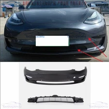 ABS Front Bumper Cover Grille Set With Radar Holes For 2017-2023 Tesla Model 3