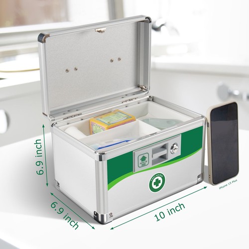 Small Lockable Medicine Box with Keys Aluminum Safe 10x6.9x6.9 - Picture 2 of 7