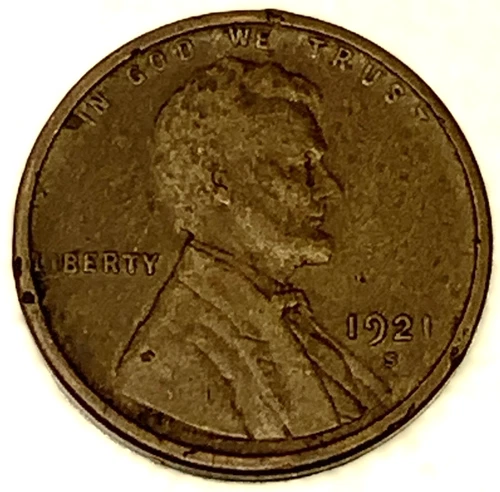 1921-S Lincoln Wheat Cent Penny F Fine | Better Date | Actual Coin - 2068