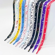 Rainbow Shoelaces for Sneakers Quality Fabric Ink Splatter Shoe Laces Fashion 0.
