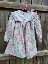 VTG 90s COTTAGECORE Girl 3T pink Floral Easter Dress Prairie rosette lace FAIRY