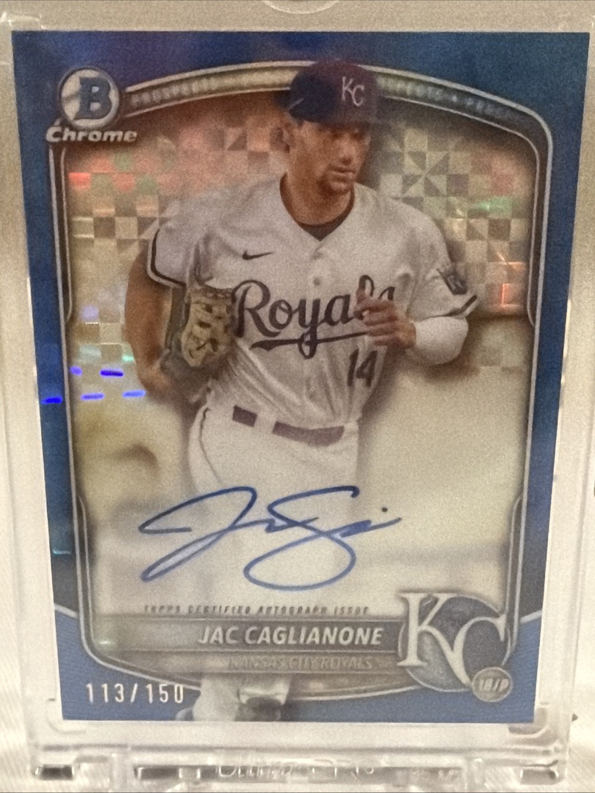 2025 Jac Caglianone Bowman Chrome Prospect Auto Blue X-Fractor /150 #CPA-JCA