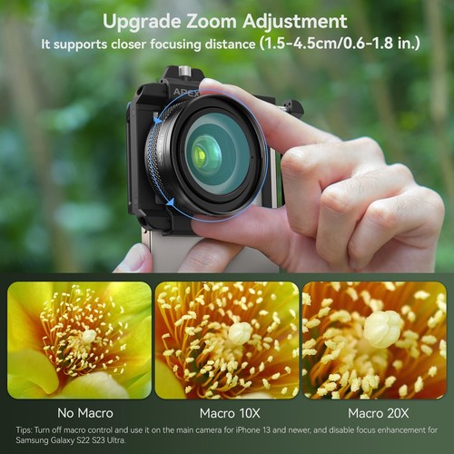 10-20x Zoom Macro Lens Set with Fill Light for Smartphones, Macro Phone Lens - Zdjęcie 2 z 5