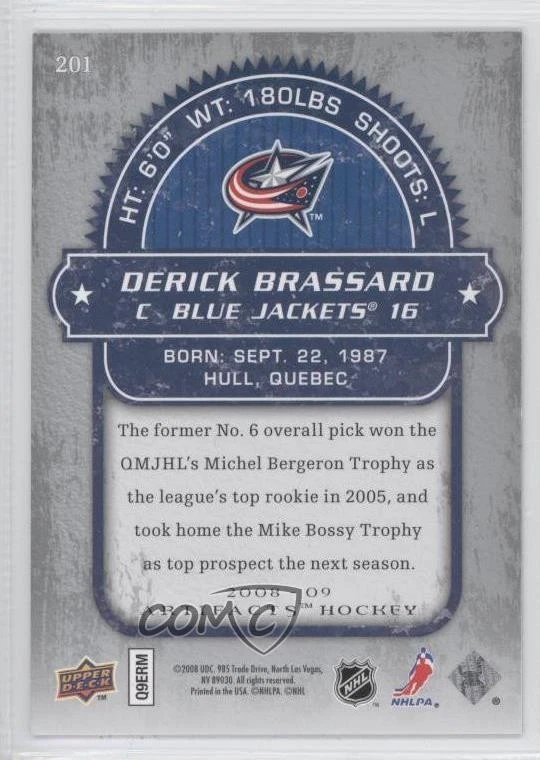 2008-09 Upper Deck Artifacts Rookie Silver /100 Derick Brassard #201 Rookie RC - Image 2 of 2