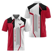 Custom Name Corvette Logo C8 Racing Black White Red 3D Men's Polo Shirt S-5XL