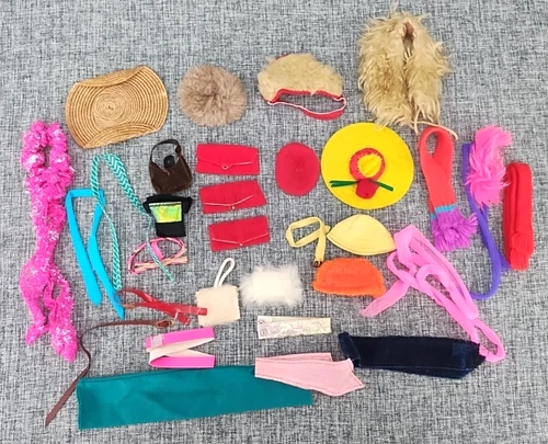 Vintage Barbie Hats Belts Fur Muff Purse Beanie Scarf 949 Stormy Weather AS IS