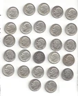 LOT OF 27 U.S. SILVER ROOSEVELT DIMES 1950 THRU 1963 VARIOUS DATES D AND P