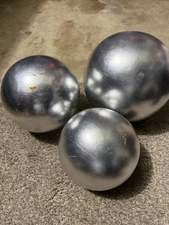 Silver Ceramic Set Of 3 Ball Sculptures Jaru California Pottery