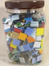 LARGE CRAFT LOT OF MOSAIC TILES 5 1/2 Pounds Round & Square Multiple Colors NEW