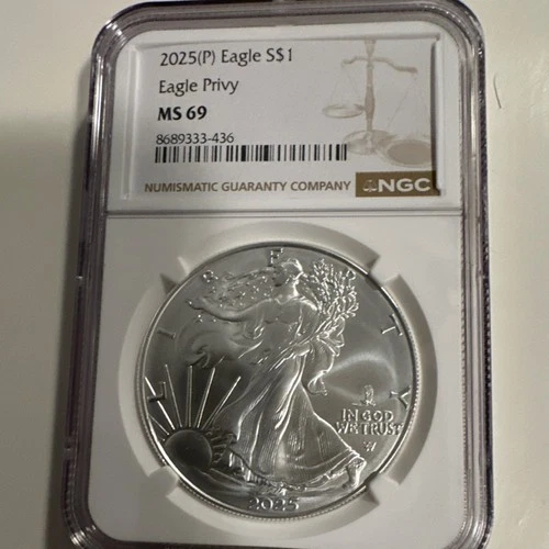 2025 American Eagle U.S. Mint 1 oz .999 Silver MS 69 NGC Eagle Privy Coin