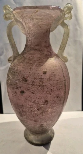 Murano Scavo Roman Revival 9 1/2" Iridescent Texture Vase  1960s Italy