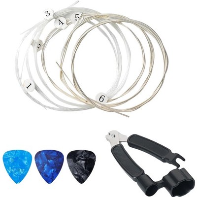 Gitarrensaiten Nylon Silber Zubehör Set Plektren Werkzeug Akustikgitarre