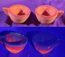 Akro Agate Child s Toy Cups Orange Slag Glass Ribbed Play Set UV reactive