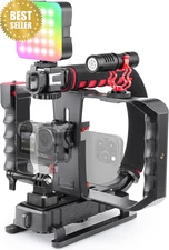 Smartphone Camera Stabilizer Kit Handheld Video Rig w/ RGB Light Mic for Phones