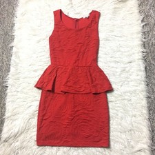 Charlotte Russe Bodycon Sleeveless Dress  Peplum Textured Crepe Red Small