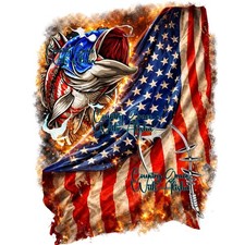 Paquete de 6 transferencias de sublimación Fish American Flag listas para presionar