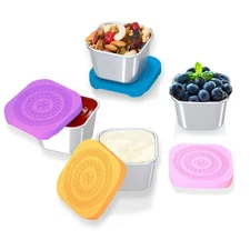 BPA Free Stainless Steel Snack Containers with Silicone Lids Leak Proof 4 Pack