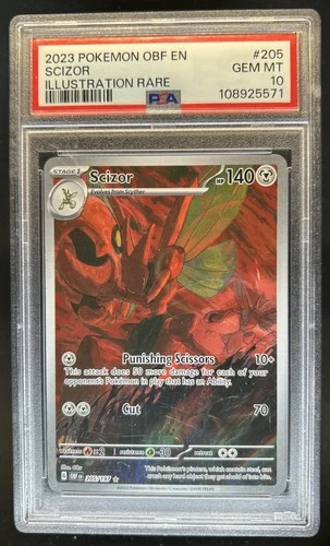 2023 Pokemon SV Obsidian Flames Scizor Illustration Rare 205/197 PSA 10