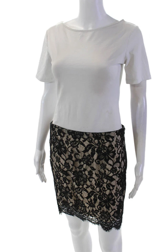 Minifalda Haute Hippie para mujer forrada de encaje con cremallera lateral negra talla S Foto 2 de 4