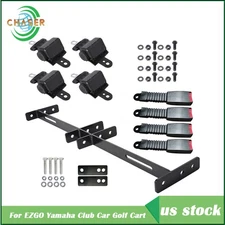 4× Seat Belts and Bracket Kit Retractable For EZGO Yamaha Club Car Golf Cart