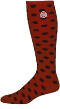 Two Feet Ahead Adult Ladie Woman's Polka Dot Knee High Socks Ohio State Buckeyes