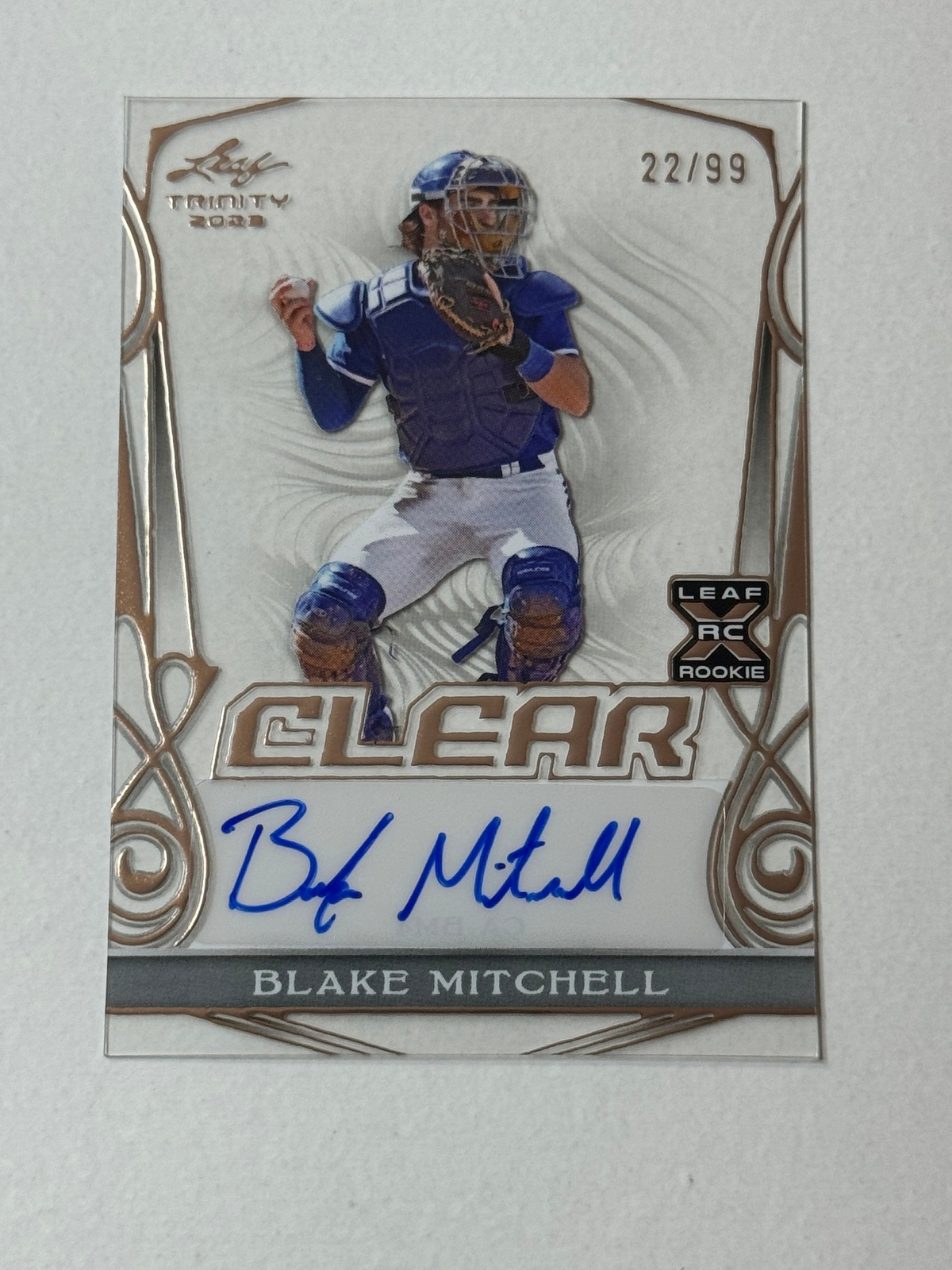 2023 Leaf Trinity Baseball Clear Auto Bronze Blake Mitchell XRC 22/99