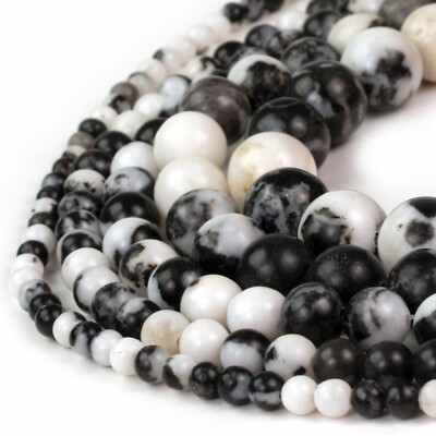 White Zebra Jasper Beads Round 15  Strand Gemstone 4mm 6mm 8mm 10mm 12mm