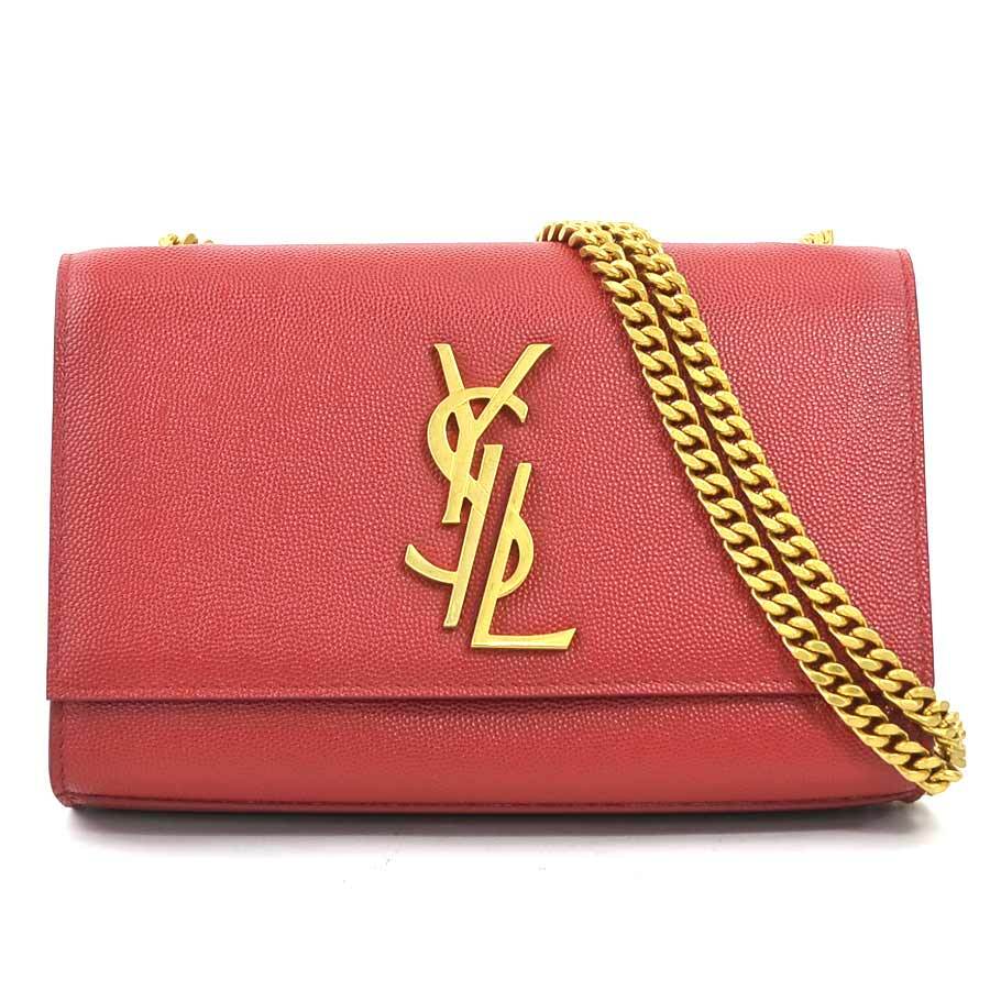 Borsa a tracolla originale SAINT LAURENT catena pelle metallo rosso w0980a