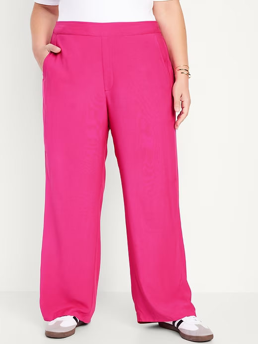 Old Navy Wide Leg Playa Pants Womens XXL Pink Pull On Elastic