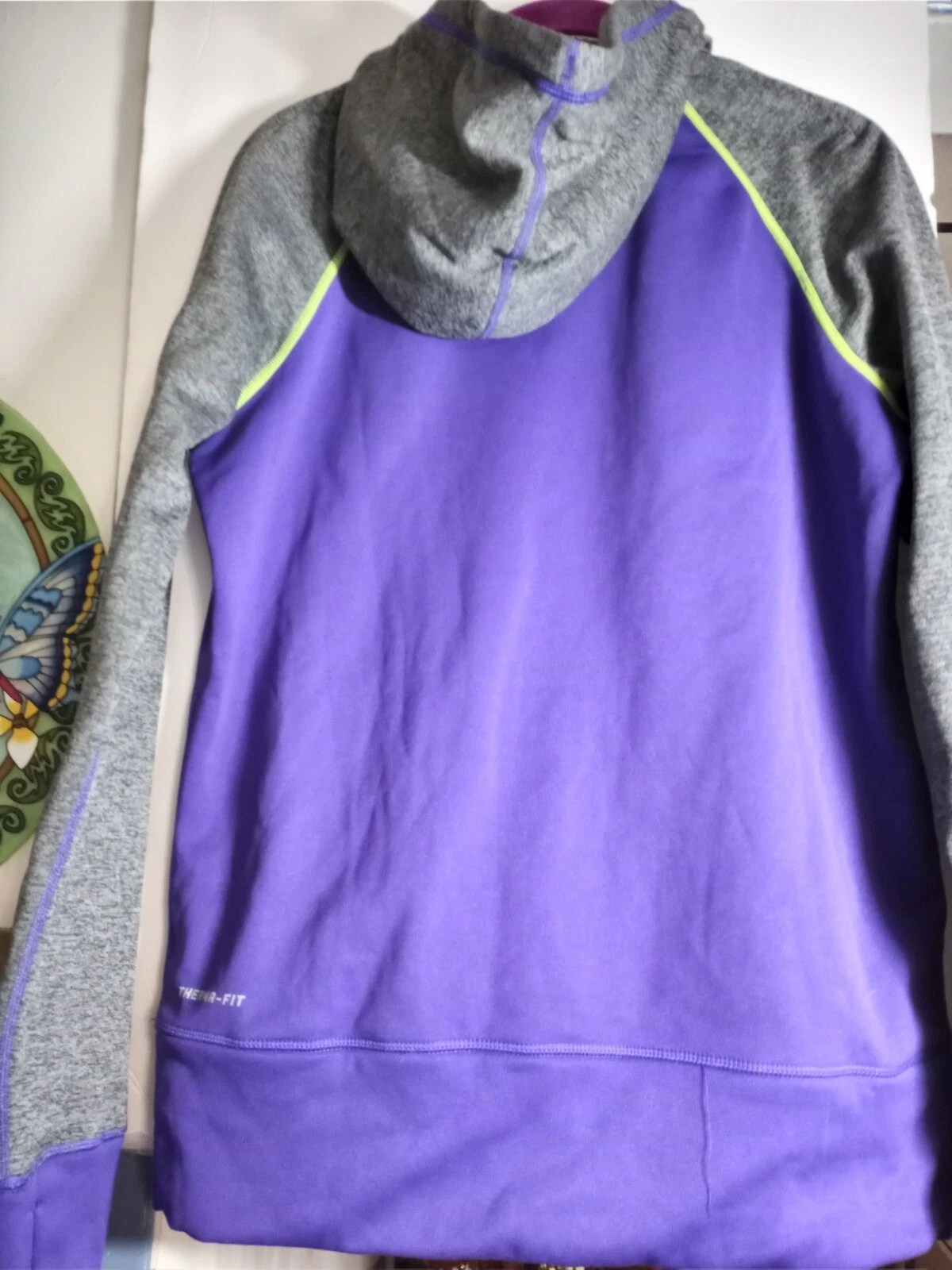 VETEMENTS FELPA DONNA NIKE VIOLA CON CAPPUCCIO GRIGIO ACCENTO Tg M