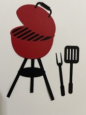 Grill with utensils paper piecing set hand made w/cardstock scrapbooking