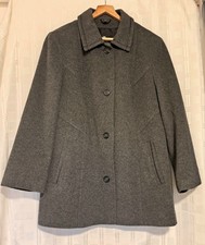 Barbara Lebek Nwot Women's Grey 70% Wool Smart Single-breasted Midi Coat Size 16