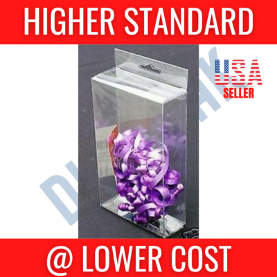 50 PCS 4x1.5x7'' Plastic Box W/ Hang Hole Retail Display Clear Packaging Supply