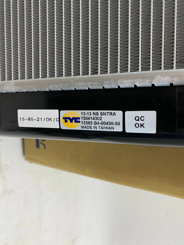 适用于 2013 2014 2015 2016 2017 年 2018 年日产 Sentra 1.8 散热器全新 TYC — 第 2/3 张图片