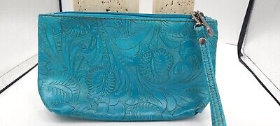 Justin Wristlet Tooled Leather Western Pouch Zippered Small Justin Wristlet Tooled Leather Western Pouch Zippered Small