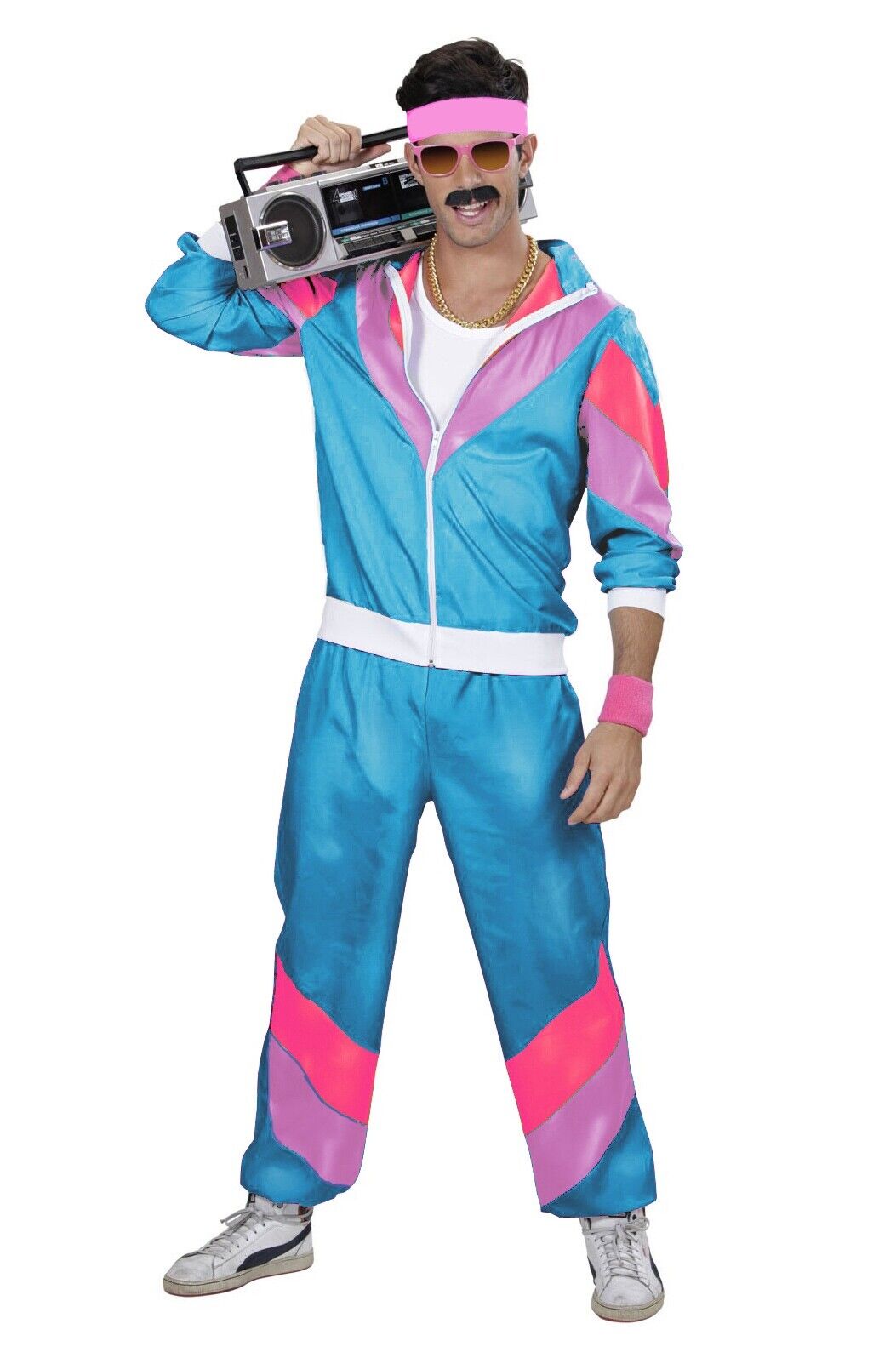 Mens 80s Costume Retro Neon Height Fashion Scouser Tracksuit 1980s ...