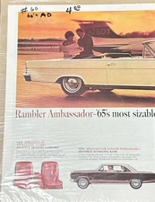 Antique AMC Ambassador Rambler Full Color Antique 1960s Car Ad Two Page 1965
