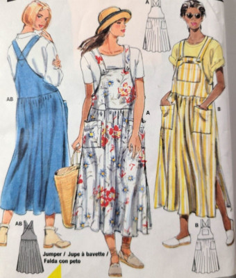 Burda 3789 Easy Sew Pattern Loose Comfy Bibbed Overalls Jumper Dress Sz 8