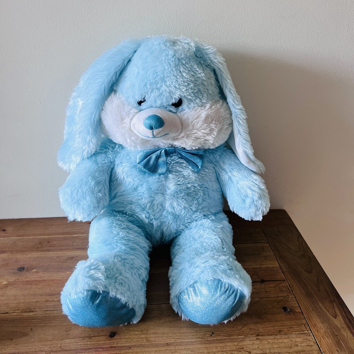 Easter Bunny Blue Boys Soft Plush Toy Kids Childrens Big Floppy