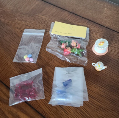 Miniature Dollhouse Accessories Cake, Easter Eggs, Teapot