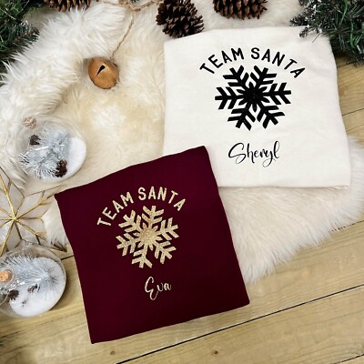 TEAM SANTA Weihnachtspullover: Familie, Weihnachtsgeschenk, passend, Glitzer, Erwachsene & Kinder